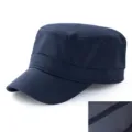 Quick-dry navy blue flat top cadet cap for men in large sizes with closed back design - 57cm / Winter Style (Fleece Lining) / Dark Blue