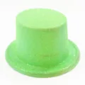 Bright green glitter plastic top hat for Halloween costumes and magician shows - Height 12.5-Circumference 58CM-Adult / Fluorescent Green