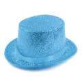 Sparkly light blue glitter top hat for magician stage shows and party costume accessories - 58cm (One Size) / Light Blue
