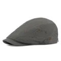Premium breathable grey jacquard beret flat cap for outdoor summer sun protection - Fits 55-60cm Head Circumference / Dark Gray