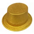 Classico cilindro glitterato oro per feste, spettacoli di magia e costumi festivi. - Oro