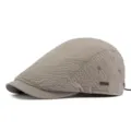 Lightweight beige jacquard beret flat cap with breathable fabric for sun protection - Fits 55-60cm Head Circumference / Deep Beige