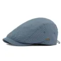 Blue textured jacquard flat cap for summer, breathable and lightweight outdoor ivy hat. - Fits 55-60cm Head Circumference / Haze Blue