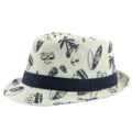Cappello di paglia estivo con stampa nautica blu per la spiaggia - Taglia adulto 56-58cm / Stile 4 - Bianco Crema