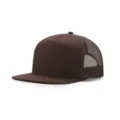 Gorra de camionero marrón de siete paneles con visera plana y malla transpirable - Talla Única (Se ajusta a 56-60cm) / Café Sólido