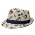 Cappello di paglia estivo traspirante da spiaggia con stampa surf vintage e fascia blu - Taglia adulto 56-58cm / Stile 4 - Cachi Chiaro