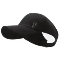 Adjustable black women's high ponytail baseball cap featuring a white letter P embroidery - Letter P Embroidery / 56-60cm / Black