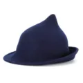 Eleganter spitzer Hexenhut aus dunkelblauem Wollfilz für Halloween Zauberer Kostüme - S (54-56 cm) / Marineblau