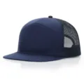 Gorra trucker azul marino de 7 paneles con visera plana y rejilla trasera transpirable - Talla Única (Se ajusta a 56-60cm) / Azul marino