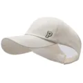 Premium cream high ponytail open top baseball cap with embroidered P letter detail. - Letter P Embroidery / 56-60cm / Light Beige