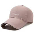 Pink breathable mesh baseball cap with long brim and embroidery for summer sun shade - Fits 56-60cm / 三文治全网眼字母款(插扣) / Pink