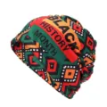 Fascia e berretto multifunzionali Black History Month con vivace stampa geometrica - Adatto per circonferenza testa 55-60cm / Stile Stampa BLACK HISTORY MONTH (Stile 6-Colore 3) / Nero