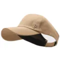 Stylish khaki ponytail visor baseball cap for women with embroidered letter P detail - Letter P Embroidery / 56-60cm / Deep Beige