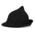 Schwarzer spitzer Hexenhut für Halloween aus Wollfilz - S (54-56 cm) / Schwarz
