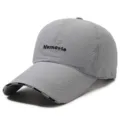 Breathable gray mesh baseball cap with Memorie embroidery for summer outdoor sun protection - Fits 56-60cm / 三文治全网眼字母款(插扣) / Light Gray