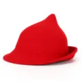 Roter Hexenhut aus Wollfilz, spitzer Zaubererhut für Halloween und Kostümpartys. - S (54-56 cm) / Rot