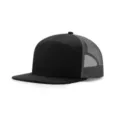 Gorra trucker clásica negra de 7 paneles con visera plana y rejilla gris transpirable - Talla Única (Se ajusta a 56-60cm) / Negro Red Gris
