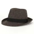 Classic brown checkered fedora hat with a stylish black decorative band for men - Fits approx 58cm head circum / Checkerboard Coffee