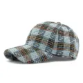 Stylish blue plaid tweed baseball cap for sun protection and casual outdoor wear. - Style 1 / Blue