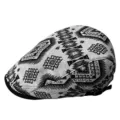 Stylish black and white jacquard flat cap with geometric patterns for men and women - Geometric - White