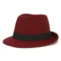 Classic vintage British style red plaid jazz hat for men with black band detail - Fits approx 58cm head circum / Black & Wine Red Plaid
