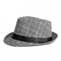 Cappello fedora di paglia traspirante per l'estate con motivo a trama bianca e nera. - Taglia adulto 56-58cm / Modello 6 / Nero