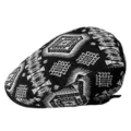Stylish black and white jacquard flat cap featuring a geometric ethnic pattern for winter - Geometric - Black