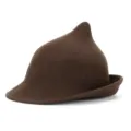 Brauner Wollfilz-Hexenhut mit spitzer Kappe und Rollrand für Halloween-Kostüme. - Kaffeebraun