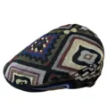 Stylish geometric jacquard flat cap beret for men and women autumn winter warm headwear - Color-Block Grid