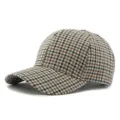 Stylish brown houndstooth patterned baseball cap for sun protection and casual wear. - Style 2 / Beige