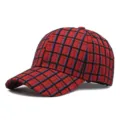 Fashionable red and black plaid baseball cap for sun protection - Style 4 / Red