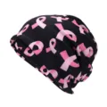Comodo berretto nero con stampa a nastro rosa per la sensibilizzazione al cancro - Adatto per circonferenza testa 55-60cm / Stile Base Nera con Nastro Rosa (Stile 1-Colore 9)