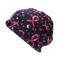 Berretto morbido con nastro rosa e stampa farfalla per la sensibilizzazione al tumore al seno - Adatto per circonferenza testa 55-60cm / Stile Nastro Farfalla Blu Notte (Stile 1-Colore 10)