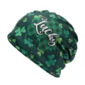 Berretto verde San Patrizio con scritta Lucky e stampa di trifogli decorativi - Adatto per circonferenza testa 55-60cm / Stile Fortunato del Trifoglio di San Patrizio (Stile 2-Colore 1)