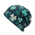 Berretto beanie unisex blu scuro con stampa a quadrifogli per la primavera autunno - Adatto per circonferenza testa 55-60cm / Stile Trifoglio Tie-dye Blu Notte di San Patrizio (Stile 2-Colore 3)