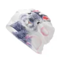 Morbido berretto in cotone bianco con simpatica stampa coniglietto e bolle colorate - Adatto per circonferenza testa 55-60cm / Stile Coniglietto ad Acquerello su Bianco di Pasqua (Stile 3-Colore 2)