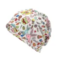 Berretto morbido multiuso con motivi colorati di coniglietto pasquale e uova per adulti - Adatto per circonferenza testa 55-60cm / Stampa di Elementi di Cartoni Animati di Pasqua (Stile 3-Colore 5) / Bianco