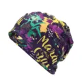 Berretto unisex viola alla moda con stampa graffiti tie-dye colorata per primavera e autunno - Adatto per circonferenza testa 55-60cm / Stampa di Testo Graffiti di Strada (Stile 4-Colore 4) / Viola scuro
