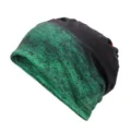 Berretto e scaldacollo 2 in 1 con motivo tie-dye verde e nero alla moda per adulti - Adatto per circonferenza testa 55-60cm / Stile Giunzione Tie-dye (Stile 6-Colore 2) / Giunzione Nero e Verde