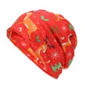 Comodo berretto natalizio rosso festivo con stampa renne e alberi per uomo e donna - Adatto per circonferenza testa 55-60cm / Renna e Fiocchi di Natale Fondo Rosso (Stile 9-Colore 1)