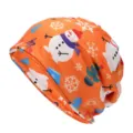 Scaldacollo e berretto 2 in 1 con stampa pupazzo di neve di Natale arancione vivo - Adatto per circonferenza testa 55-60cm / Pupazzi di Neve e Alberi Natale Fondo Arancione (Stile 9-Colore 2)