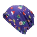 Berretto a bandana viola versatile con gnomi natalizi festivi e bastoncini di zucchero. - Adatto per circonferenza testa 55-60cm / Festa di Babbo Natale Fondo Viola (Stile 9-Colore 3)