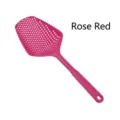 Rose red plastic slotted spoon for kitchen straining and serving, 80-100 chars limit - Rose Red