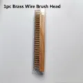 Brass wire cleaning brush head with wooden handle for pizza stone and oven cleaning - Copper Wire Brush Head / 1 Piece
