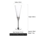 Silver finish champagne glass with elegant diamond band decoration, 200ml capacity - Single Pack / Silver Rhinestone Band / Silver