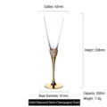Elegant luxury champagne flute with gold stem and rhinestone collar detail, 200ml - Single Pack / Gold Rhinestone Band / Gold