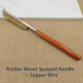 Professional copper wire pizza stone cleaning brush with spray-colored rubber wood handle - Rubber Wood Sprayed Copper Wire Brush