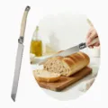 Stainless steel serrated bread knife with cream white handle for slicing loaf - Bread Knife / 1 Piece (OPP Bag)