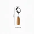 Cuchara japonesa de fondo redondo de acero inoxidable y mango de madera, 13,2 cm, 46 g - Madera Clara Larga / Paquete Individual
