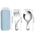 Ensemble cuillère et fourchette pour bébé en acier inoxydable avec boîte bleue - Ensemble Argenté